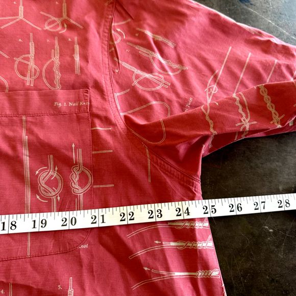 Columbia Shirt Men Large Red Vintage River Lodge Red Knots Print Outdoor Boating - Picture 5 of 9